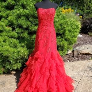 Sherri Hill 53346 Size 14 Red Gown